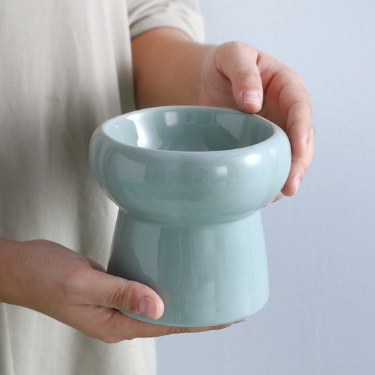 KFX-9847101 Ceramic Cat Bowl with Elevated Design for Cervical Spine Support - Available in Multiple Colors