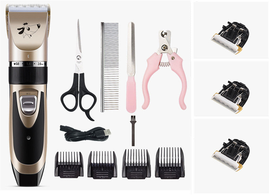 KFX-9848509 USB Rechargeable Low Noise Electric Pet Hair Clipper with Detachable Blade and Adjustable Speed