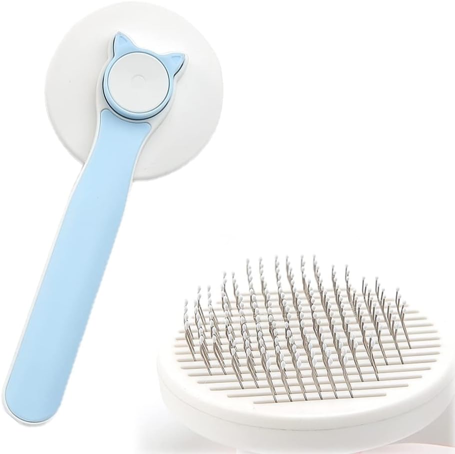 KFX-9850173 Self-Cleaning Cat and Dog Grooming Brush for All Fur Types with Massage Needles and One-Click Fur Removal