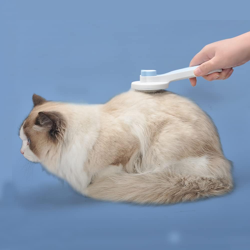 KFX-9850173 Self-Cleaning Cat and Dog Grooming Brush for All Fur Types with Massage Needles and One-Click Fur Removal