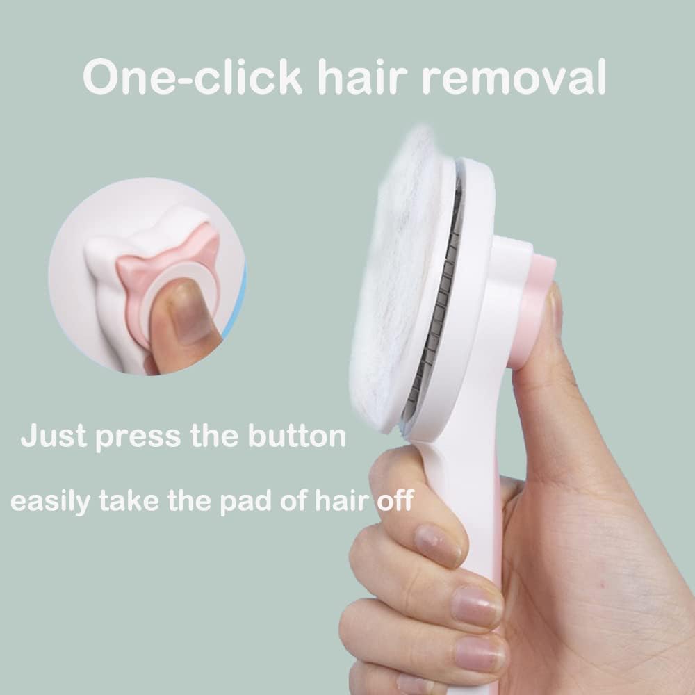 KFX-9850173 Self-Cleaning Cat and Dog Grooming Brush for All Fur Types with Massage Needles and One-Click Fur Removal
