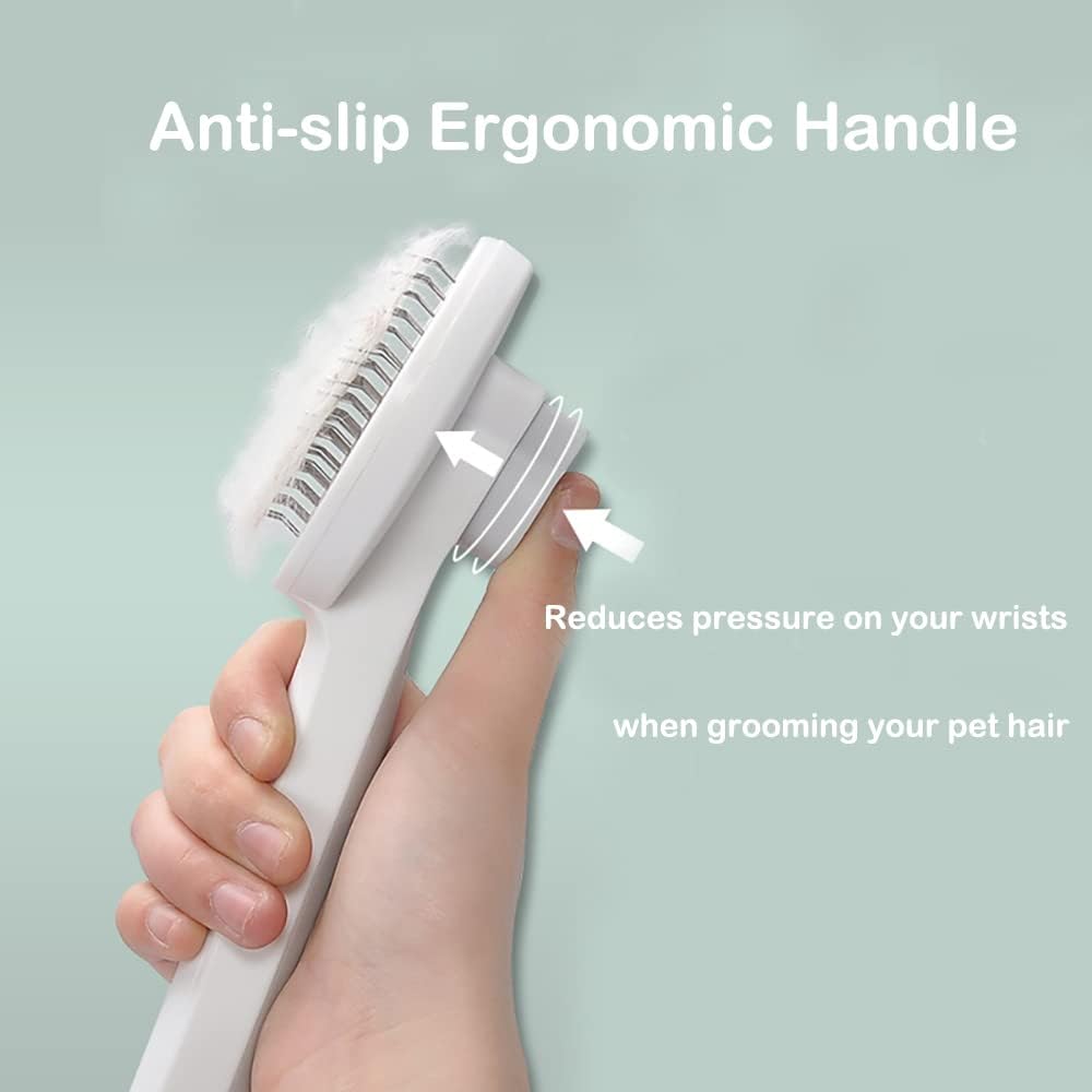 KFX-9850173 Self-Cleaning Cat and Dog Grooming Brush for All Fur Types with Massage Needles and One-Click Fur Removal
