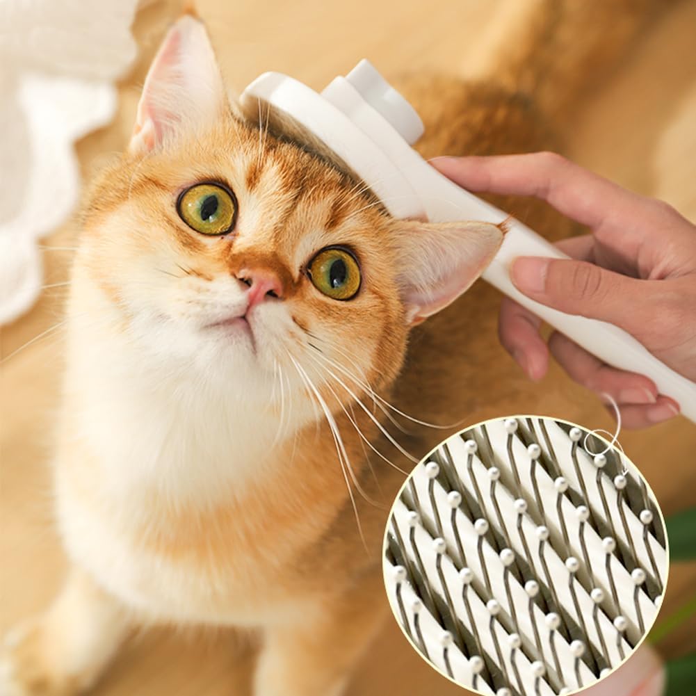 KFX-9850173 Self-Cleaning Cat and Dog Grooming Brush for All Fur Types with Massage Needles and One-Click Fur Removal