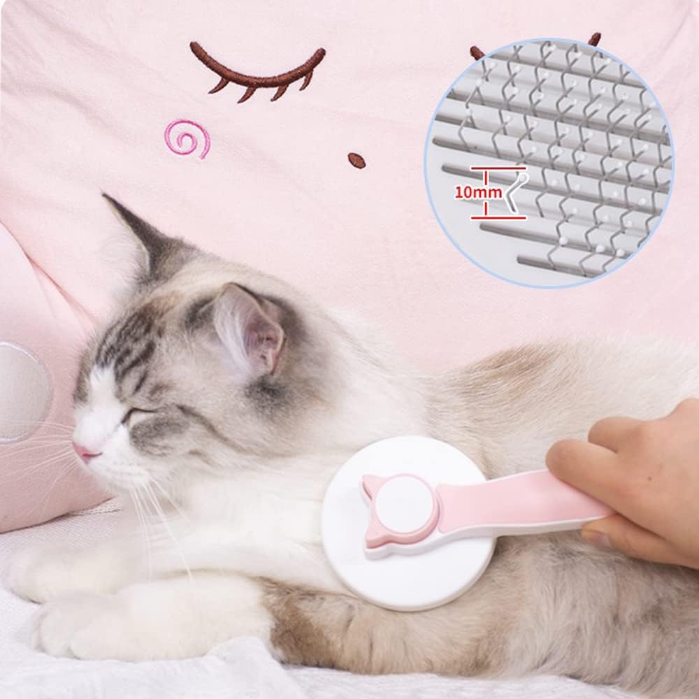 KFX-9850173 Self-Cleaning Cat and Dog Grooming Brush for All Fur Types with Massage Needles and One-Click Fur Removal