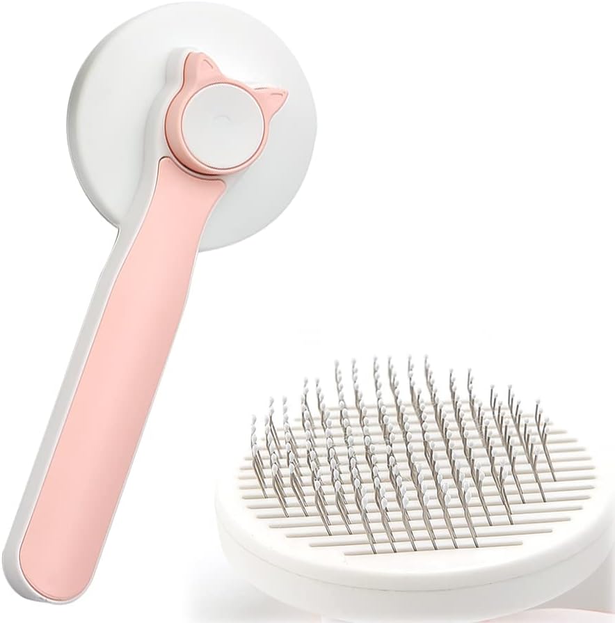 KFX-9850173 Self-Cleaning Cat and Dog Grooming Brush for All Fur Types with Massage Needles and One-Click Fur Removal