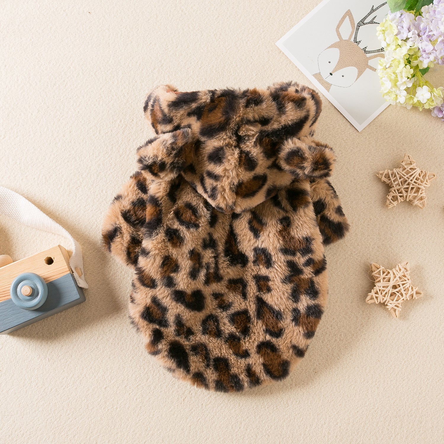 KFX-9851069 Leopard Print Dog Clothes for Autumn and Winter - Stylish Pet Apparel in Pink and Brown