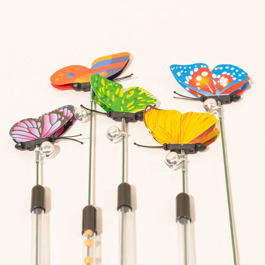 KFX-9853501 Retractable Spring Butterfly Cat Teasing Stick - Mixed Hair, 30-50cm Full Length