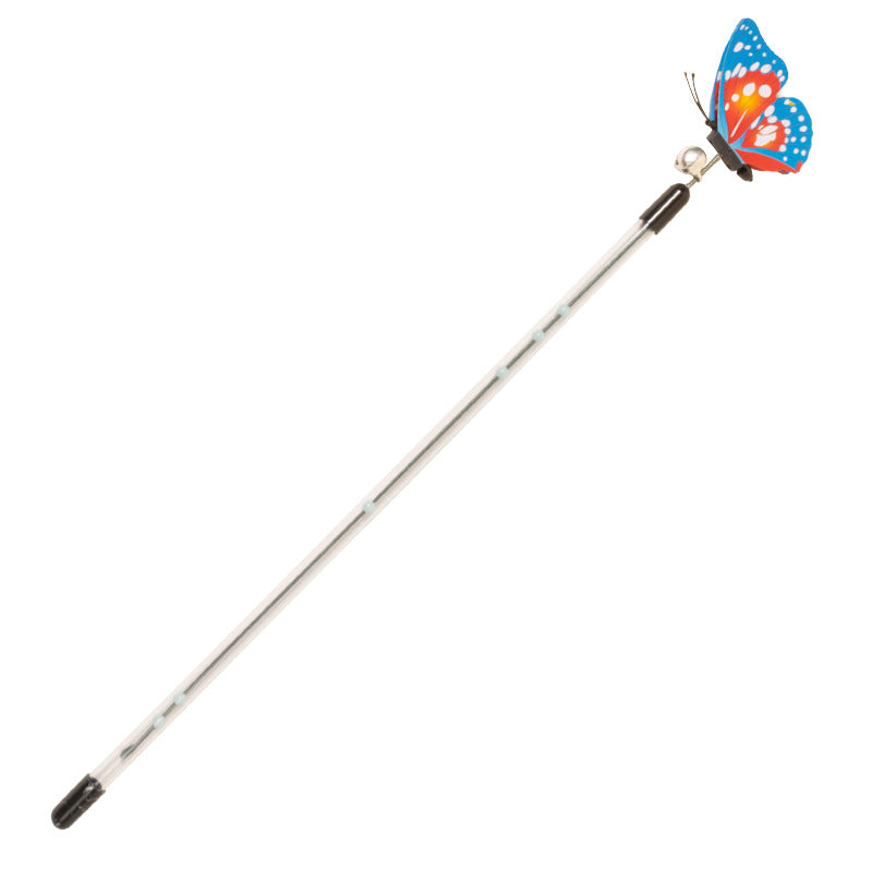 KFX-9853501 Retractable Spring Butterfly Cat Teasing Stick - Mixed Hair, 30-50cm Full Length
