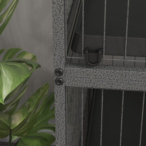 KFX-9856317 5-Tier Small Animal Cage with Hammock for Ferrets and Chinchillas, Heavy-Duty Steel Construction, Easy-Clean Design, 4 Doors, Mobile Wheels, Grey