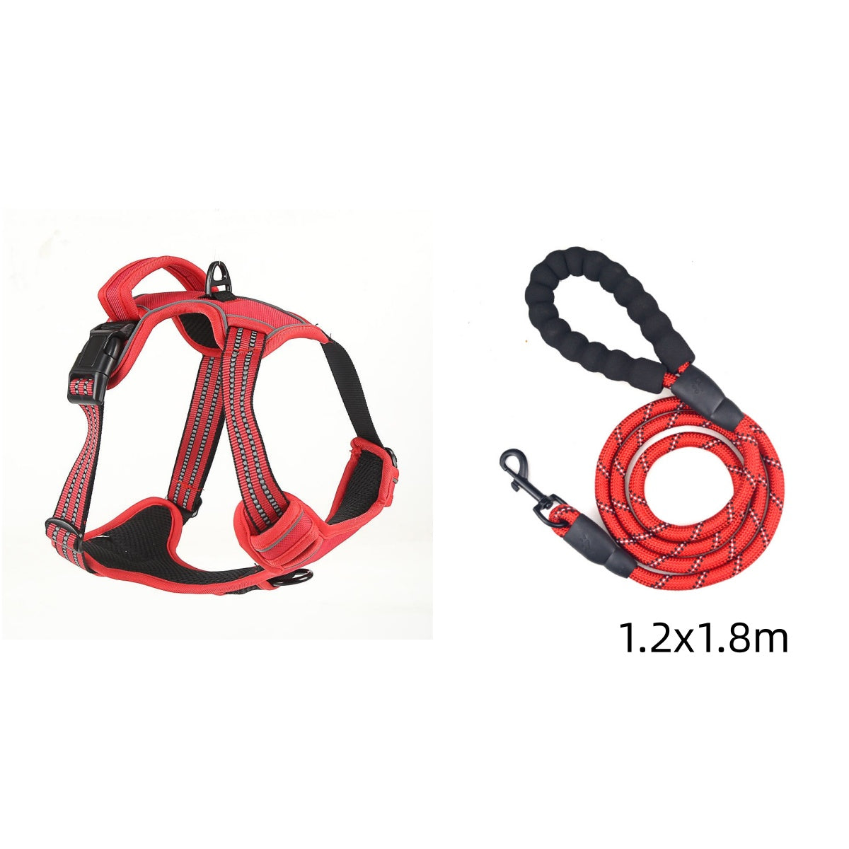 KFX-9857725 No-Pull Reflective Breathable Dog Harness Vest – Adjustable Polyester Pet Strap in Multiple Sizes