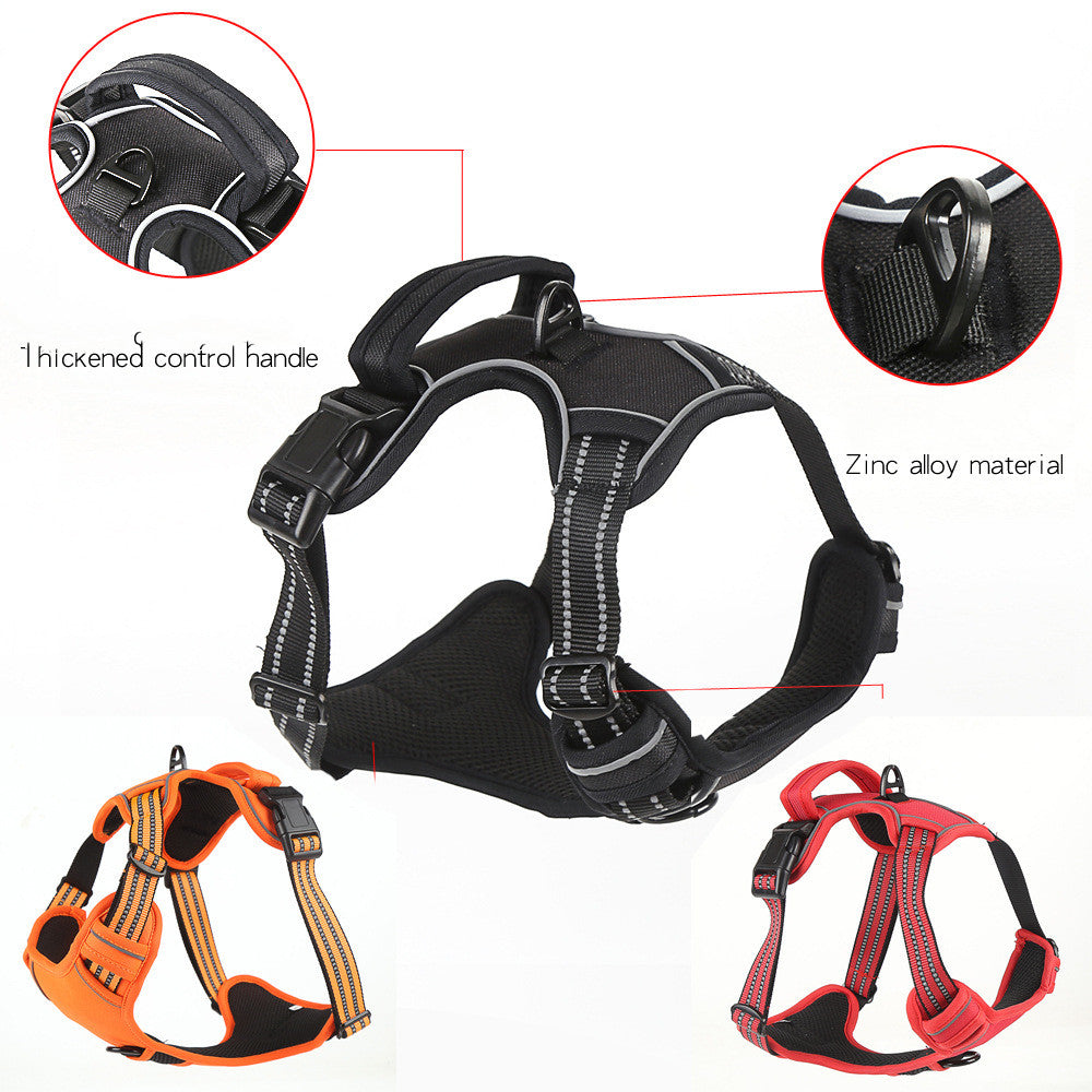 KFX-9857725 No-Pull Reflective Breathable Dog Harness Vest – Adjustable Polyester Pet Strap in Multiple Sizes