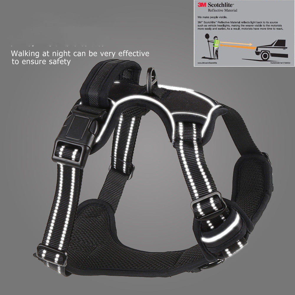 KFX-9857725 No-Pull Reflective Breathable Dog Harness Vest – Adjustable Polyester Pet Strap in Multiple Sizes