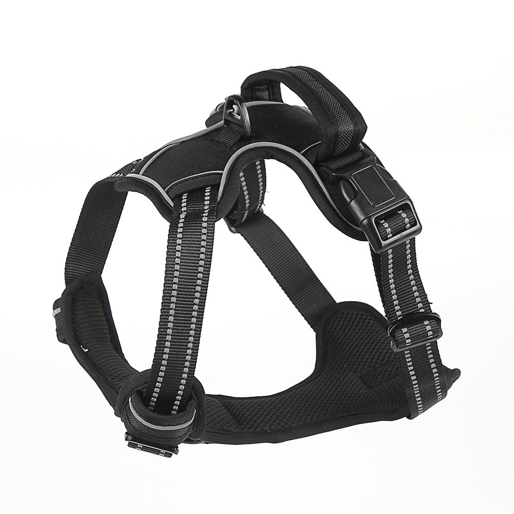 KFX-9857725 No-Pull Reflective Breathable Dog Harness Vest – Adjustable Polyester Pet Strap in Multiple Sizes