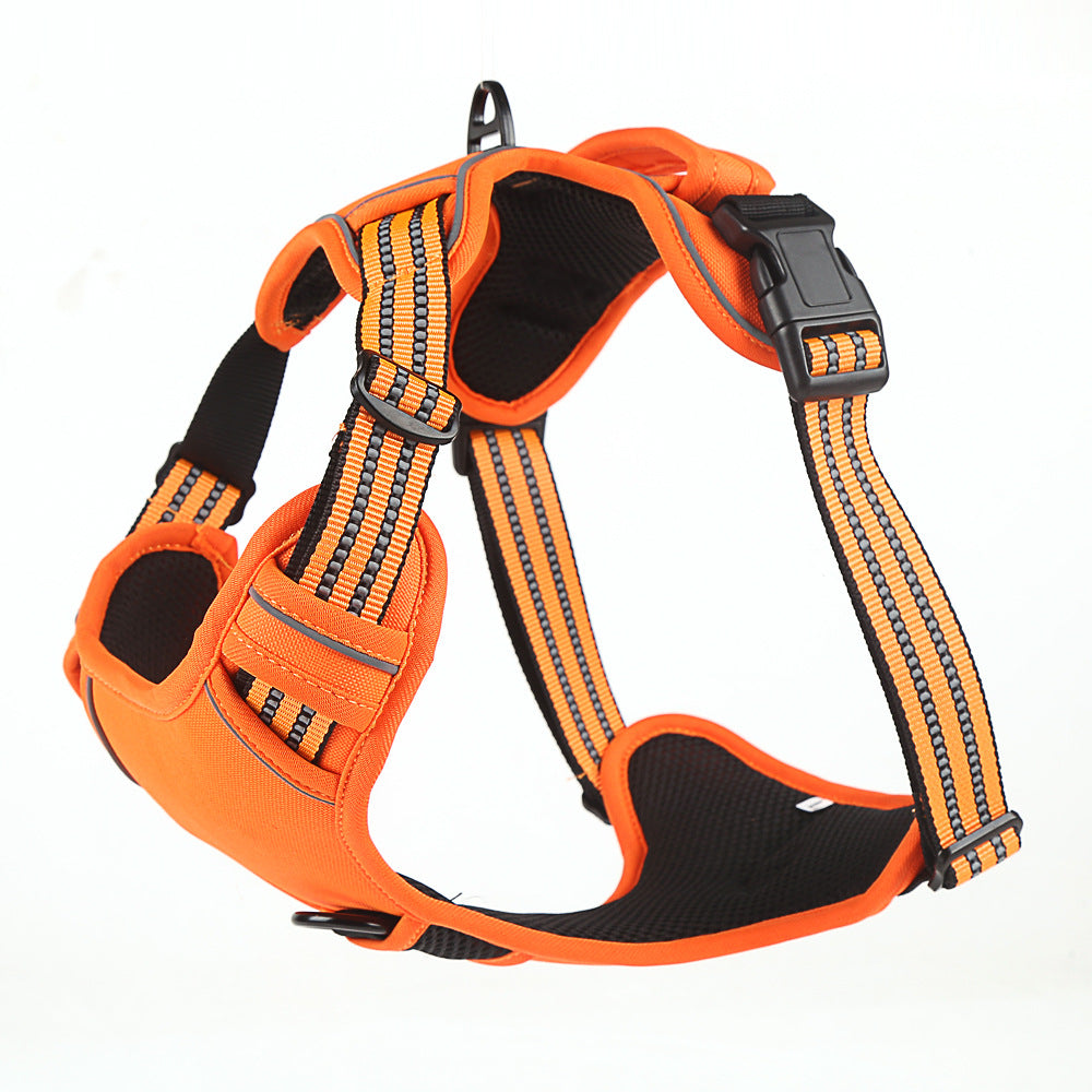 KFX-9857725 No-Pull Reflective Breathable Dog Harness Vest – Adjustable Polyester Pet Strap in Multiple Sizes