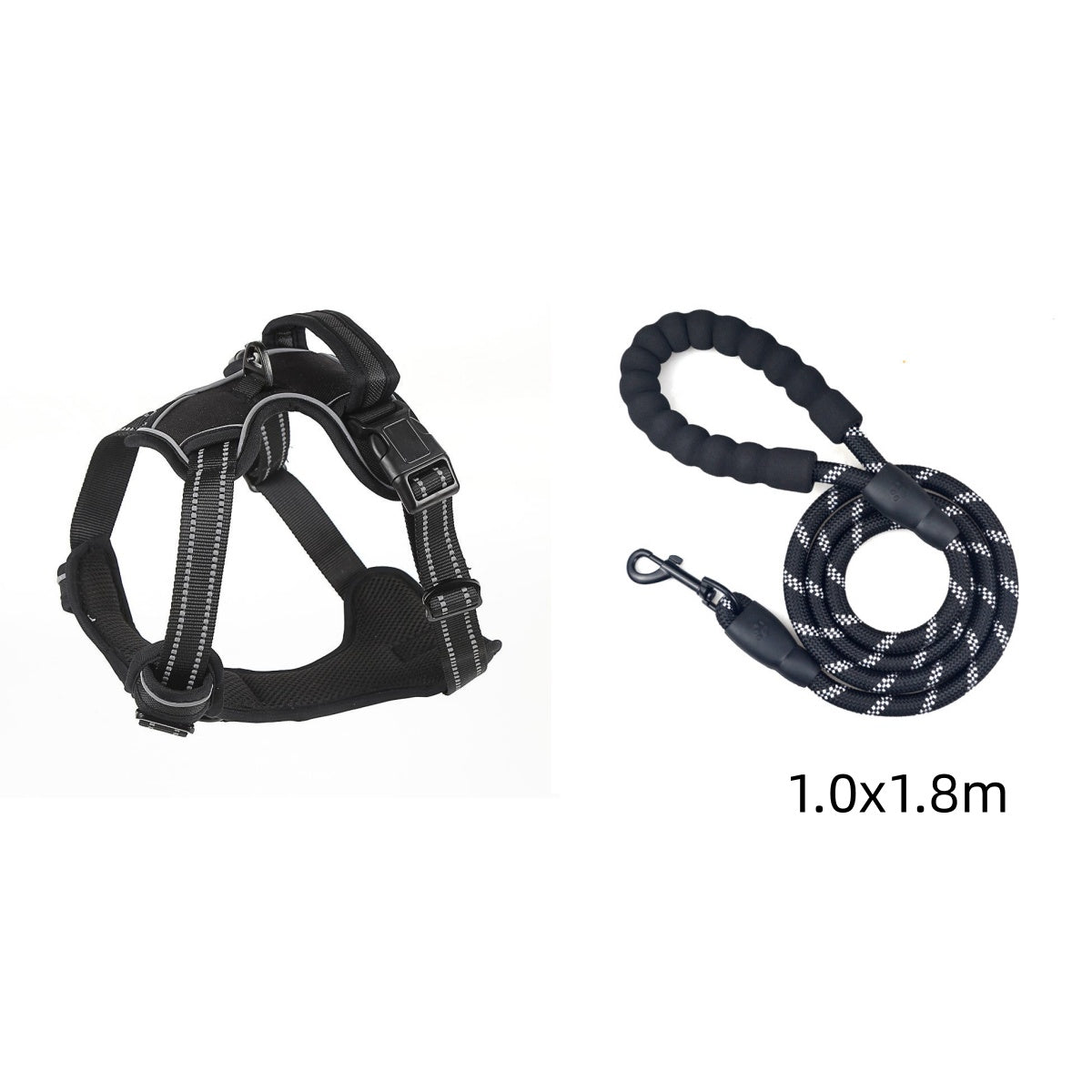KFX-9857725 No-Pull Reflective Breathable Dog Harness Vest – Adjustable Polyester Pet Strap in Multiple Sizes