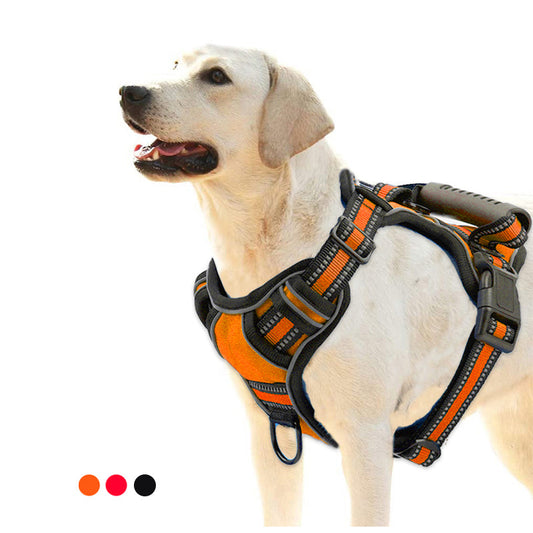 KFX-9857725 No-Pull Reflective Breathable Dog Harness Vest – Adjustable Polyester Pet Strap in Multiple Sizes