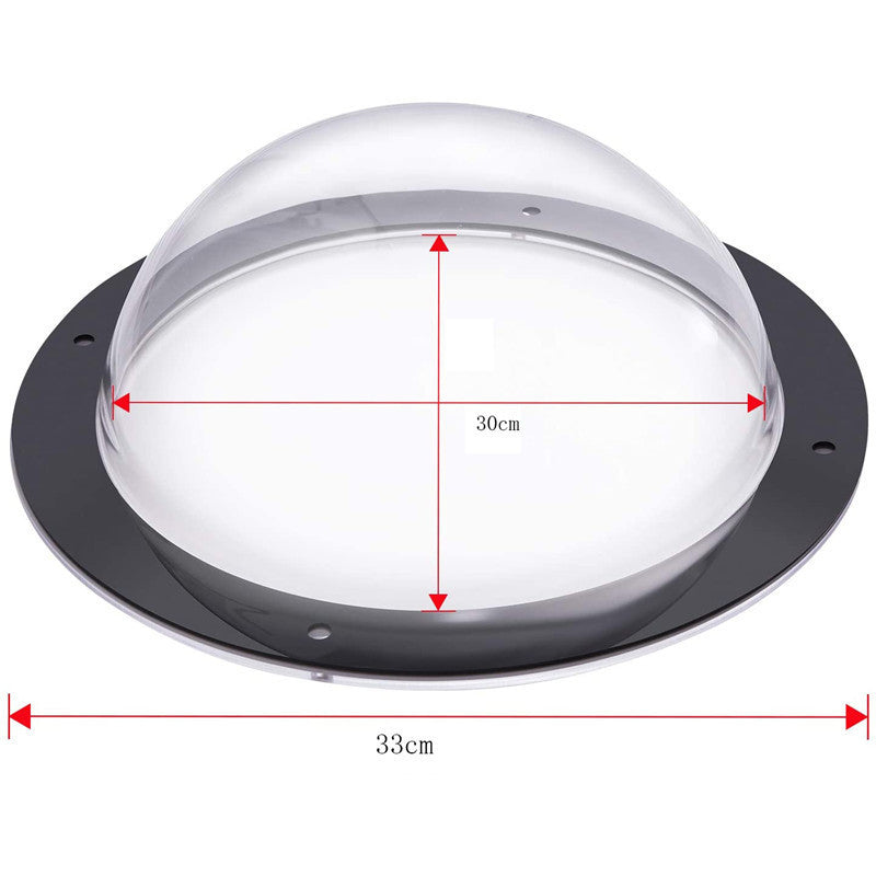 KFX-9860029 Transparent Acrylic Semi-Circular Pet Fence Window with Decorative Ring and Installation Hardware