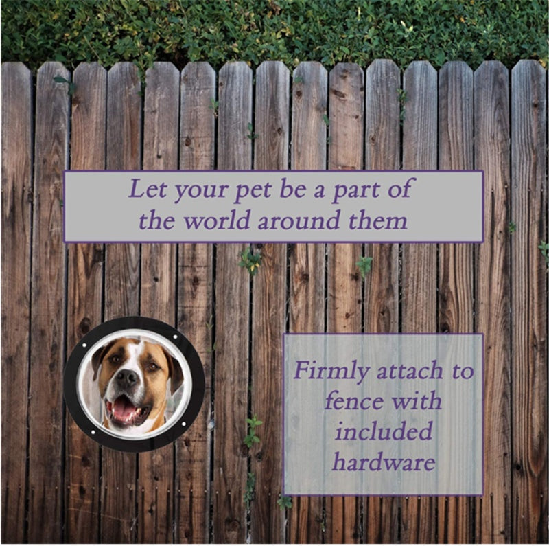 KFX-9860029 Transparent Acrylic Semi-Circular Pet Fence Window with Decorative Ring and Installation Hardware