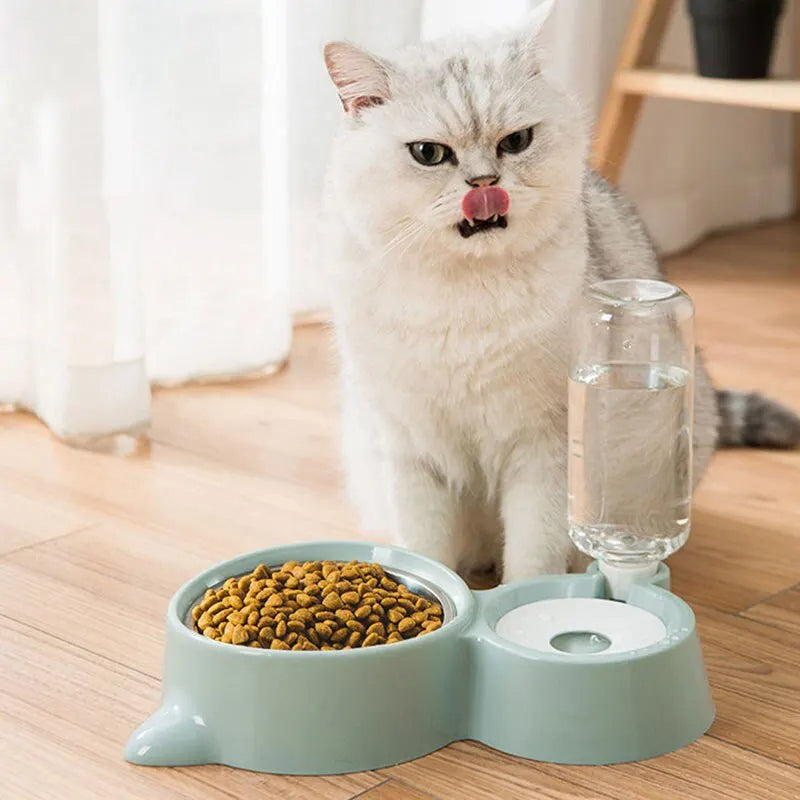 KFX-9864253 Automatic Pet Water and Food Feeder Bowl, Stainless Steel, Ergonomic Design for Cats and Dogs