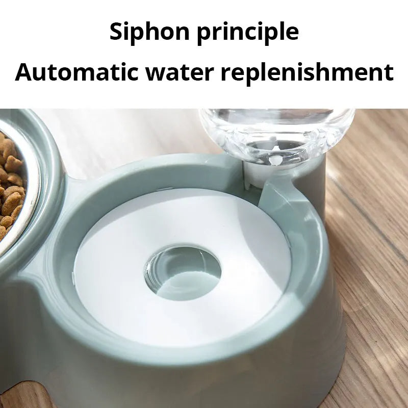 KFX-9864253 Automatic Pet Water and Food Feeder Bowl, Stainless Steel, Ergonomic Design for Cats and Dogs