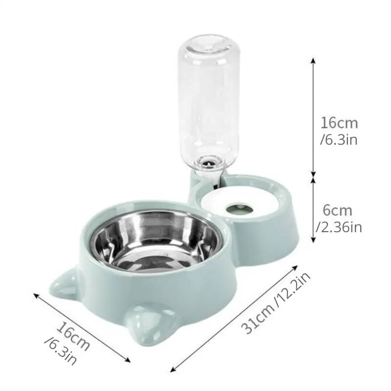 KFX-9864253 Automatic Pet Water and Food Feeder Bowl, Stainless Steel, Ergonomic Design for Cats and Dogs