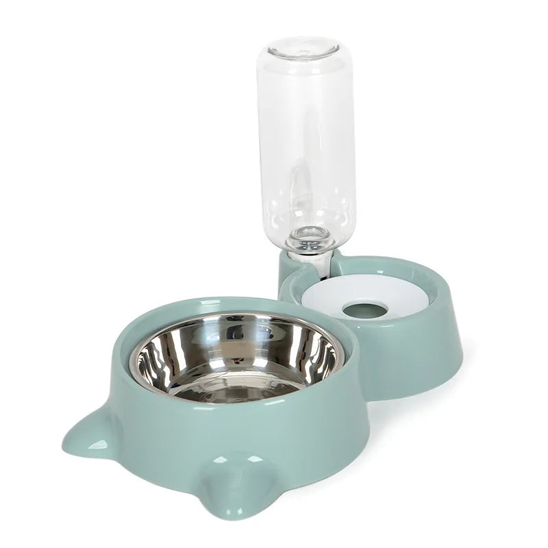 KFX-9864253 Automatic Pet Water and Food Feeder Bowl, Stainless Steel, Ergonomic Design for Cats and Dogs