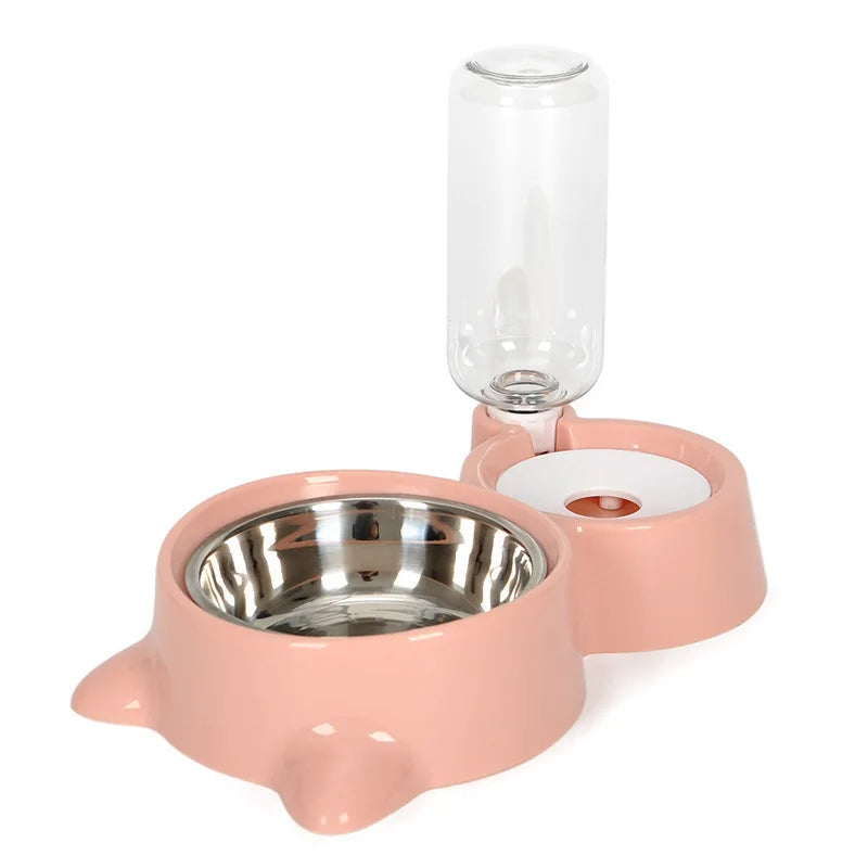KFX-9864253 Automatic Pet Water and Food Feeder Bowl, Stainless Steel, Ergonomic Design for Cats and Dogs