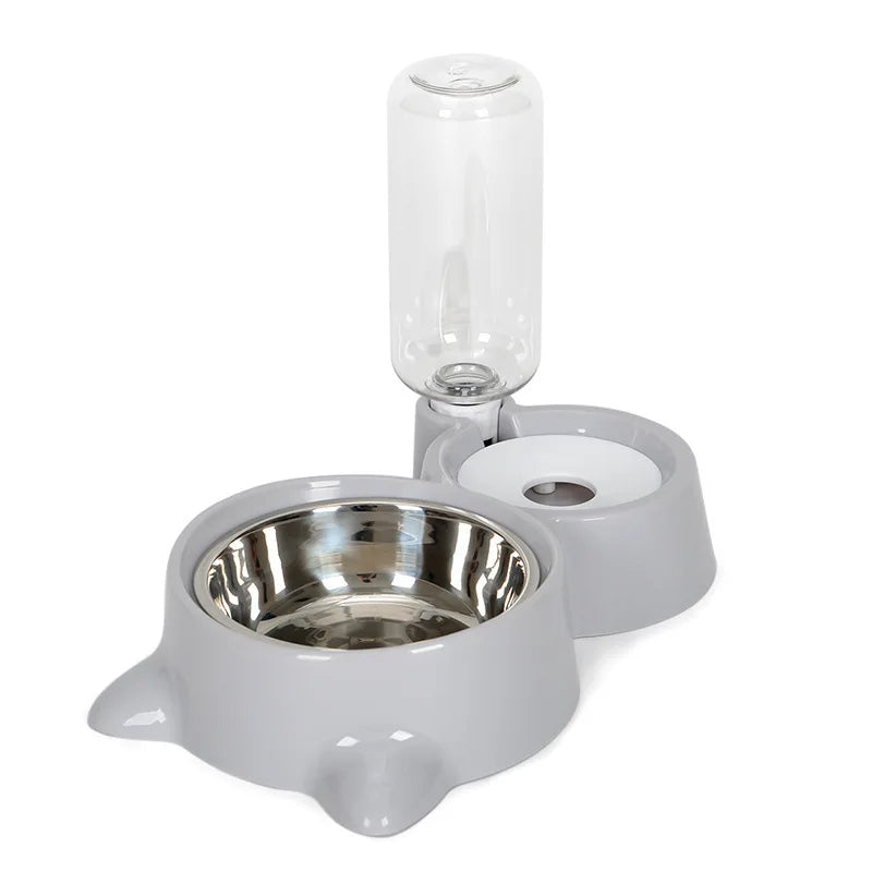 KFX-9864253 Automatic Pet Water and Food Feeder Bowl, Stainless Steel, Ergonomic Design for Cats and Dogs