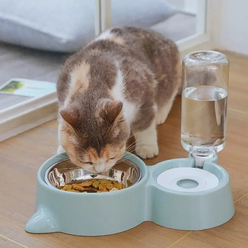 KFX-9864253 Automatic Pet Water and Food Feeder Bowl, Stainless Steel, Ergonomic Design for Cats and Dogs