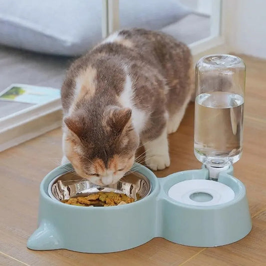KFX-9864253 Automatic Pet Water and Food Feeder Bowl, Stainless Steel, Ergonomic Design for Cats and Dogs