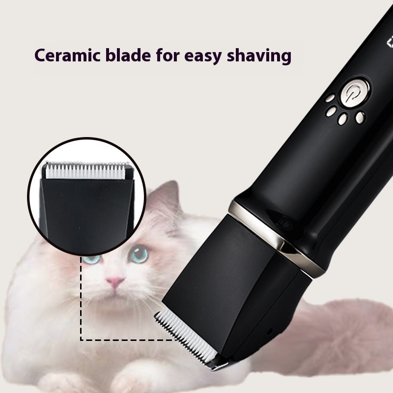 KFX-9866045 4-in-1 Electric Pet Shaver Set with Digital Display for Dogs and Cats, Includes Replacement Head and Charging Cable