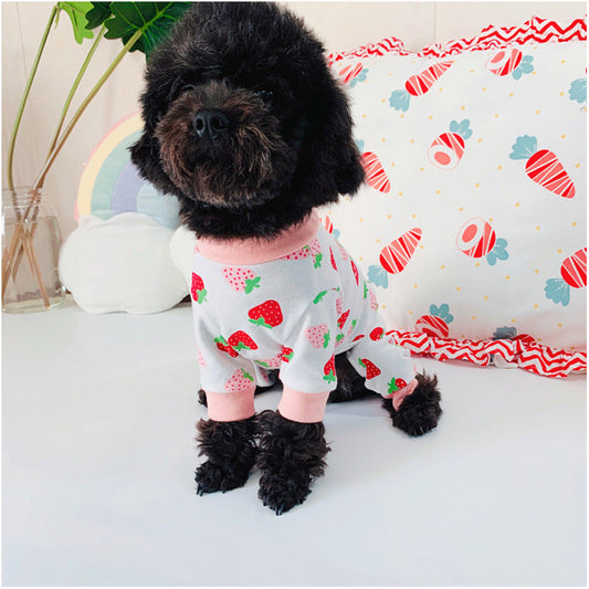 KFX-9866557 Cotton Strawberry Print Sweater for Cats - Four-Legged Clothing in Various Sizes