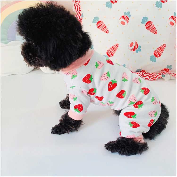 KFX-9866557 Cotton Strawberry Print Sweater for Cats - Four-Legged Clothing in Various Sizes