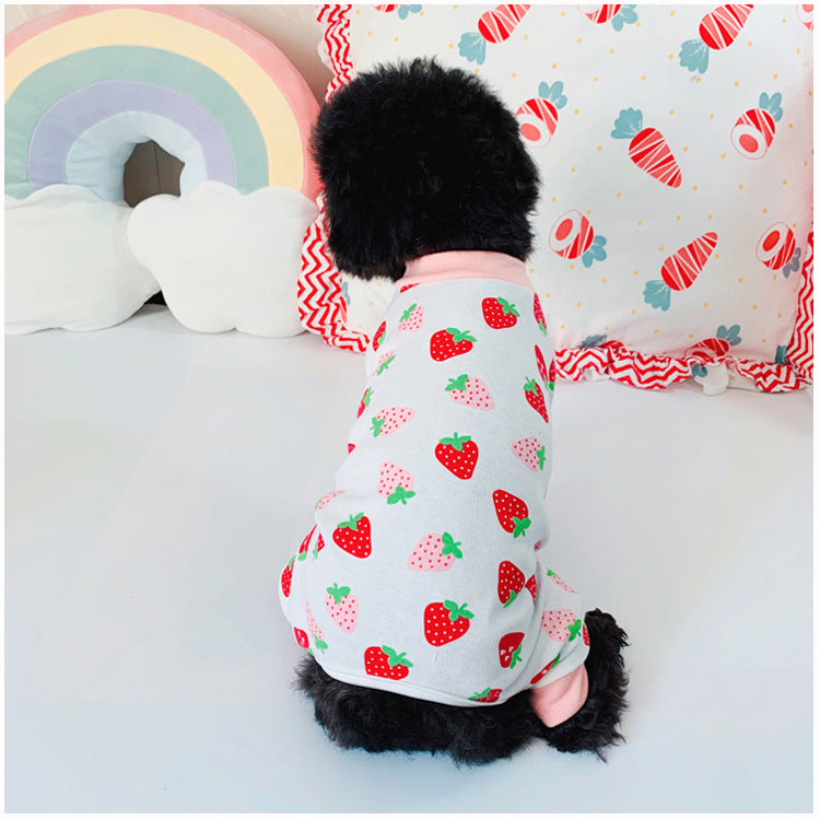 KFX-9866557 Cotton Strawberry Print Sweater for Cats - Four-Legged Clothing in Various Sizes