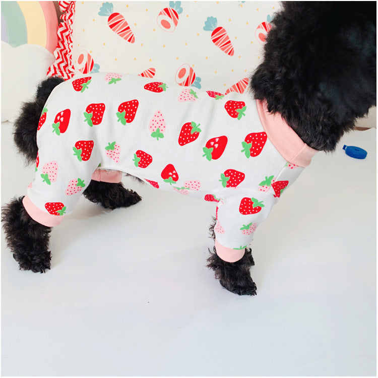 KFX-9866557 Cotton Strawberry Print Sweater for Cats - Four-Legged Clothing in Various Sizes