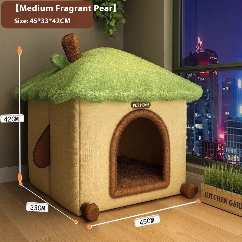 KFX-9868221 Cozy Semi-Enclosed Cat Nest Pet Bed with Reinforced Steel Frame