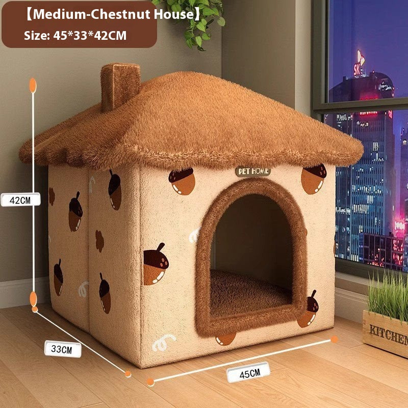 KFX-9868221 Cozy Semi-Enclosed Cat Nest Pet Bed with Reinforced Steel Frame
