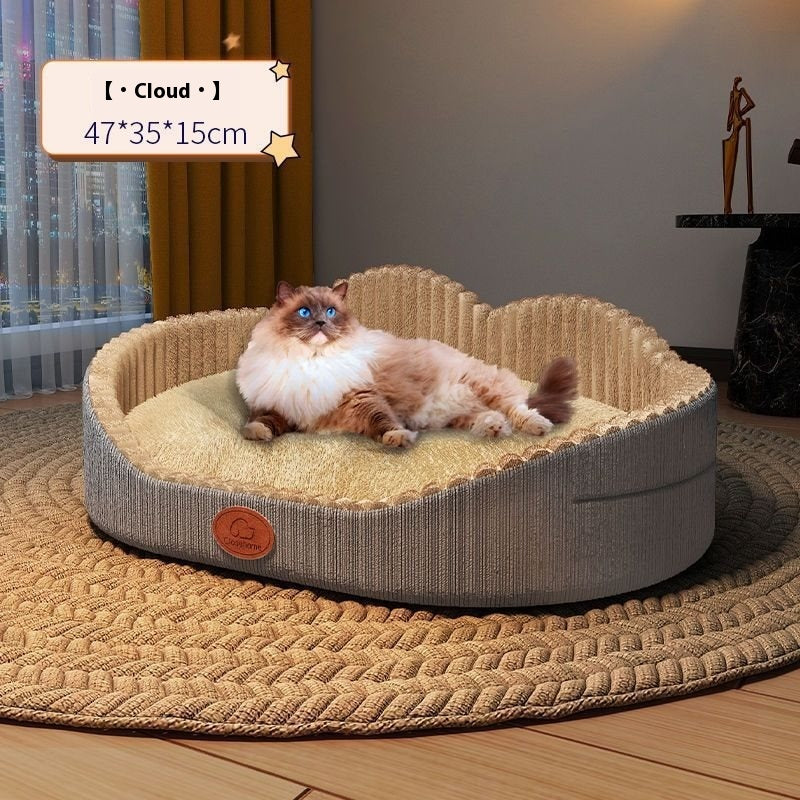 KFX-9868221 Cozy Semi-Enclosed Cat Nest Pet Bed with Reinforced Steel Frame