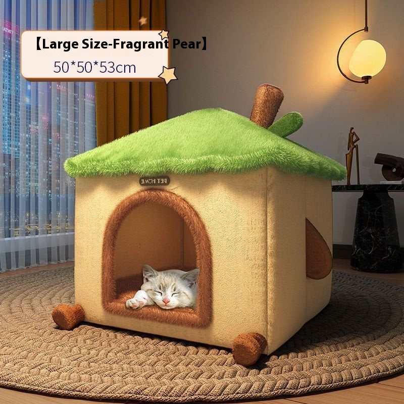 KFX-9868221 Cozy Semi-Enclosed Cat Nest Pet Bed with Reinforced Steel Frame
