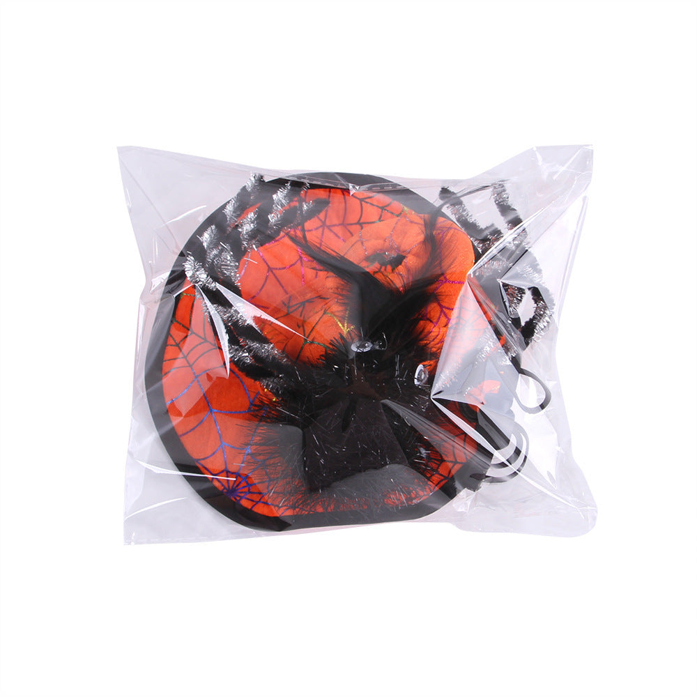 KFX-9868349 Cat Halloween Headdress in Purple, Black, and Orange - Cloth Pet Costume Accessory, Average Size