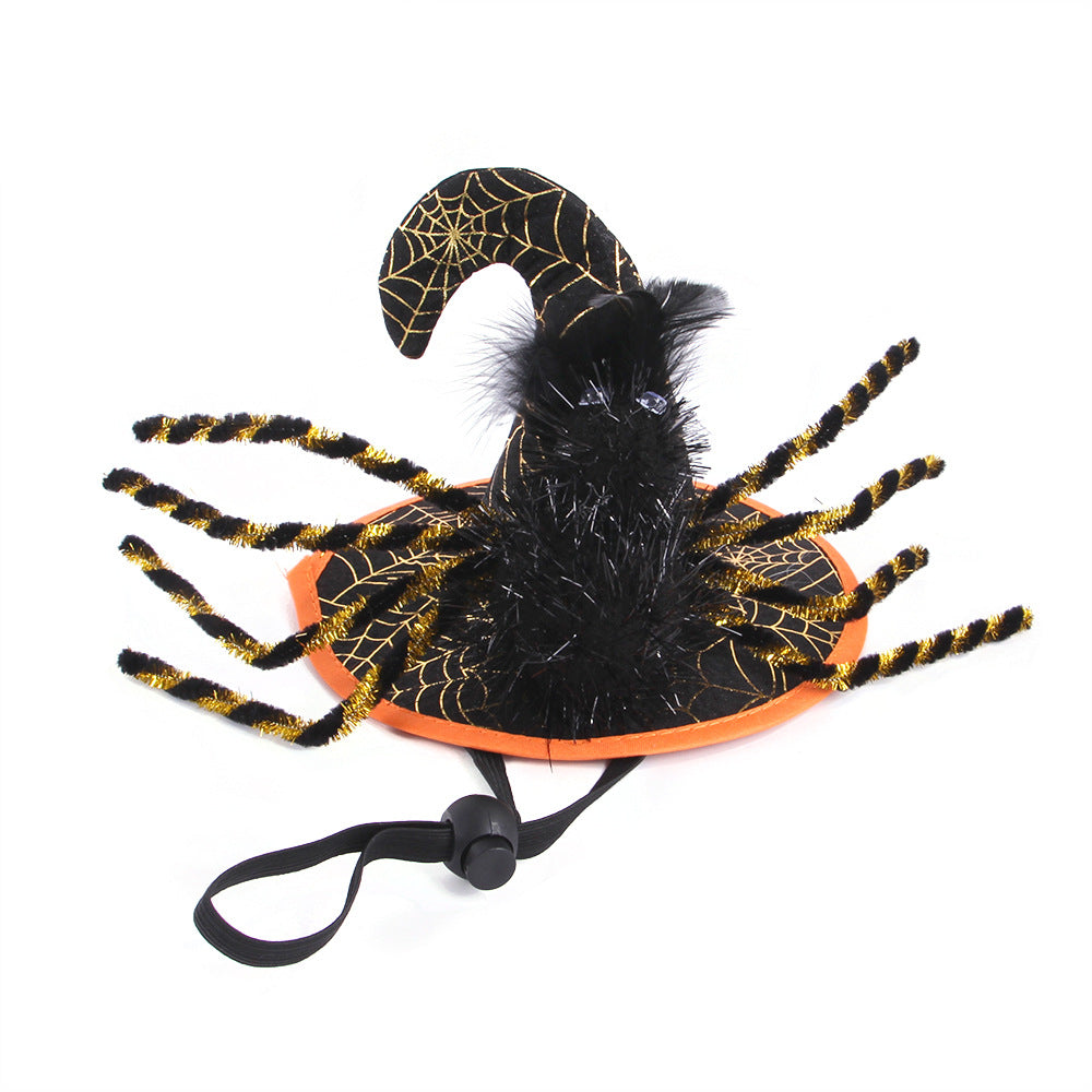 KFX-9868349 Cat Halloween Headdress in Purple, Black, and Orange - Cloth Pet Costume Accessory, Average Size