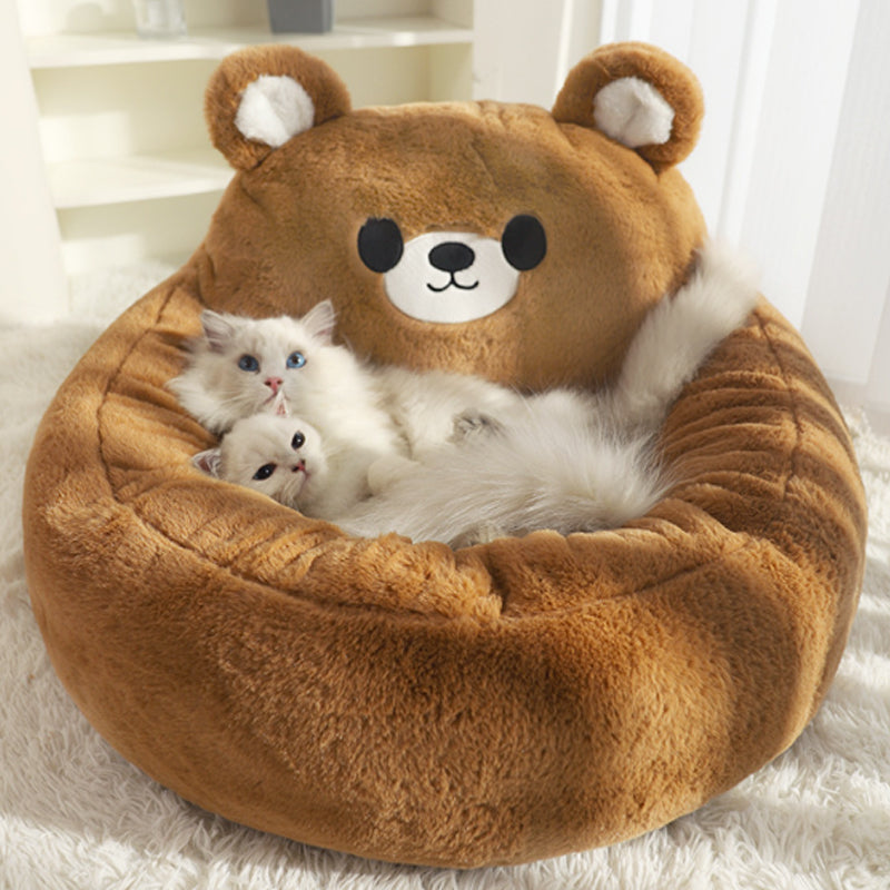 KFX-9871421 Cozy Cat and Dog Bed Tent with Removable Washable Cushion - Fluffy Plush Pet Cave for Ultimate Comfort