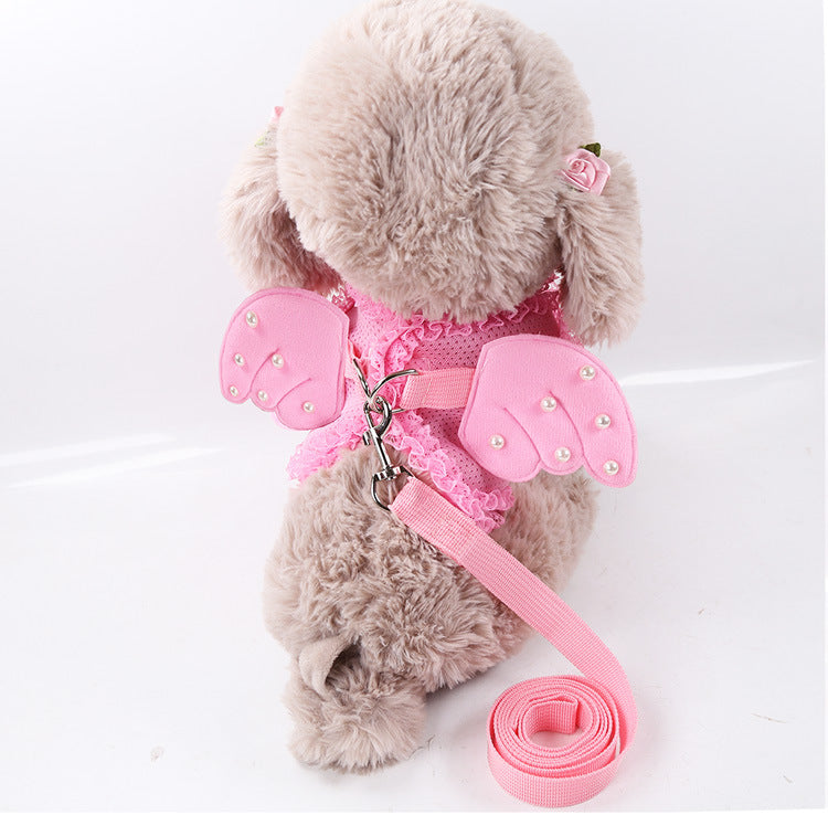 KFX-9873213 Comfortable Pink Polyester Pet Harness and Traction Belt for Small to Large Pets