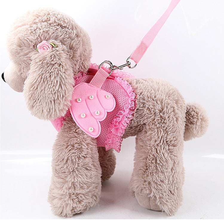 KFX-9873213 Comfortable Pink Polyester Pet Harness and Traction Belt for Small to Large Pets