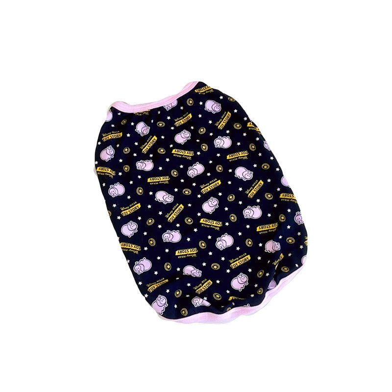 KFX-9874493 Gold Coin Pig Lycra Cotton Pet Spring and Summer Vest T-shirt, Multiple Sizes Available