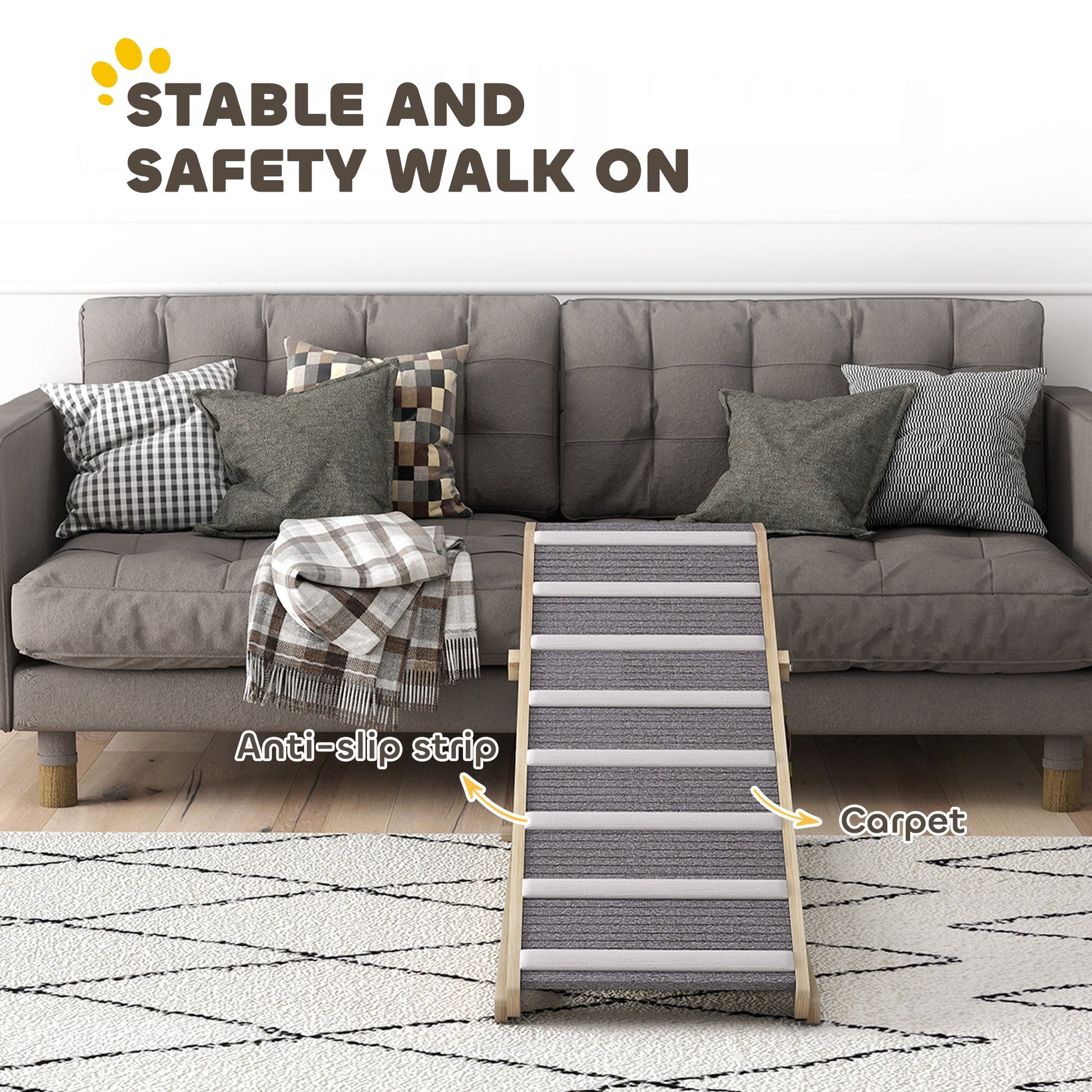 KFX-9875389 Foldable Pet Ramp for Small to Large Dogs, Adjustable Height 16" to 23.5", Non-Slip Carpet, Easy Storage