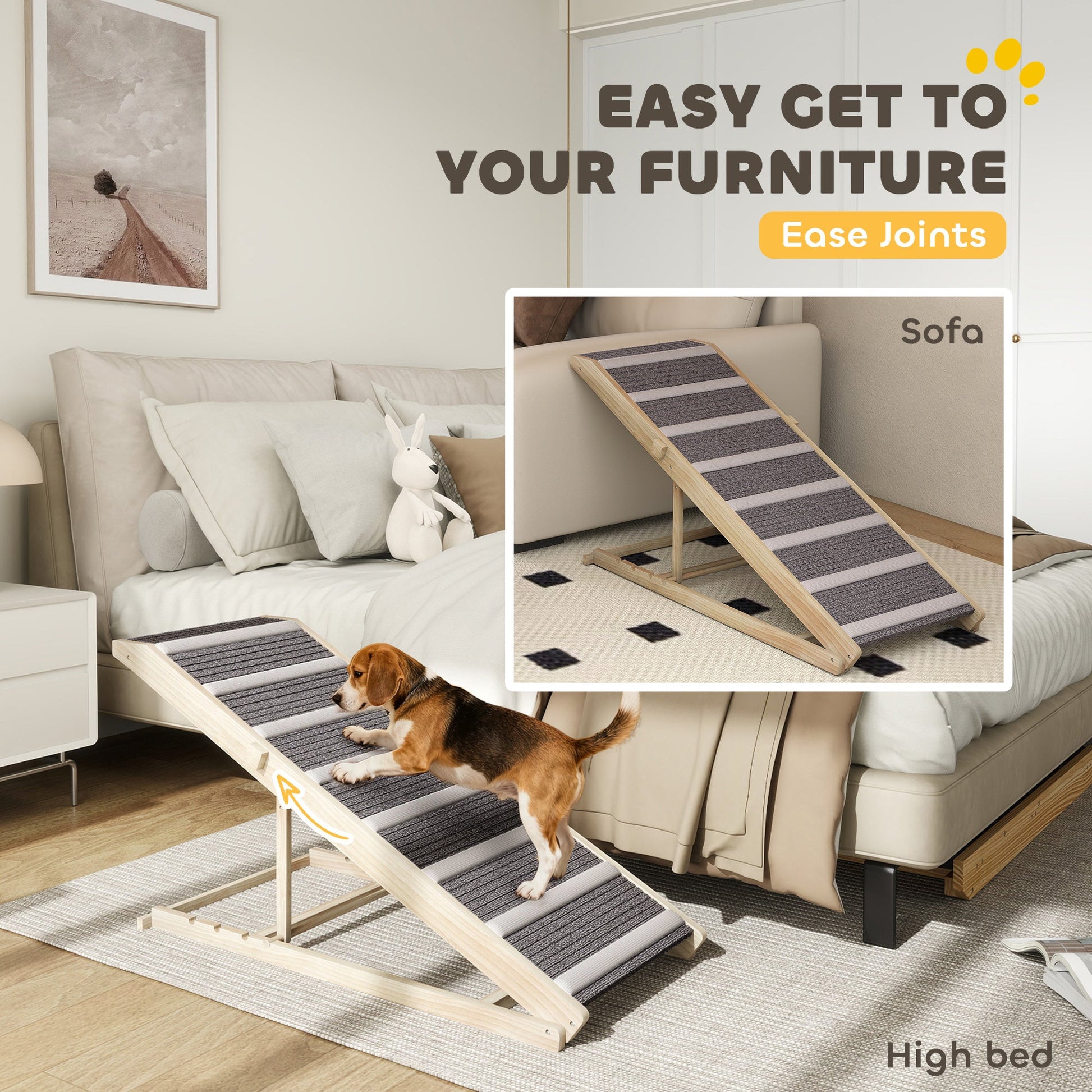 KFX-9875389 Foldable Pet Ramp for Small to Large Dogs, Adjustable Height 16" to 23.5", Non-Slip Carpet, Easy Storage