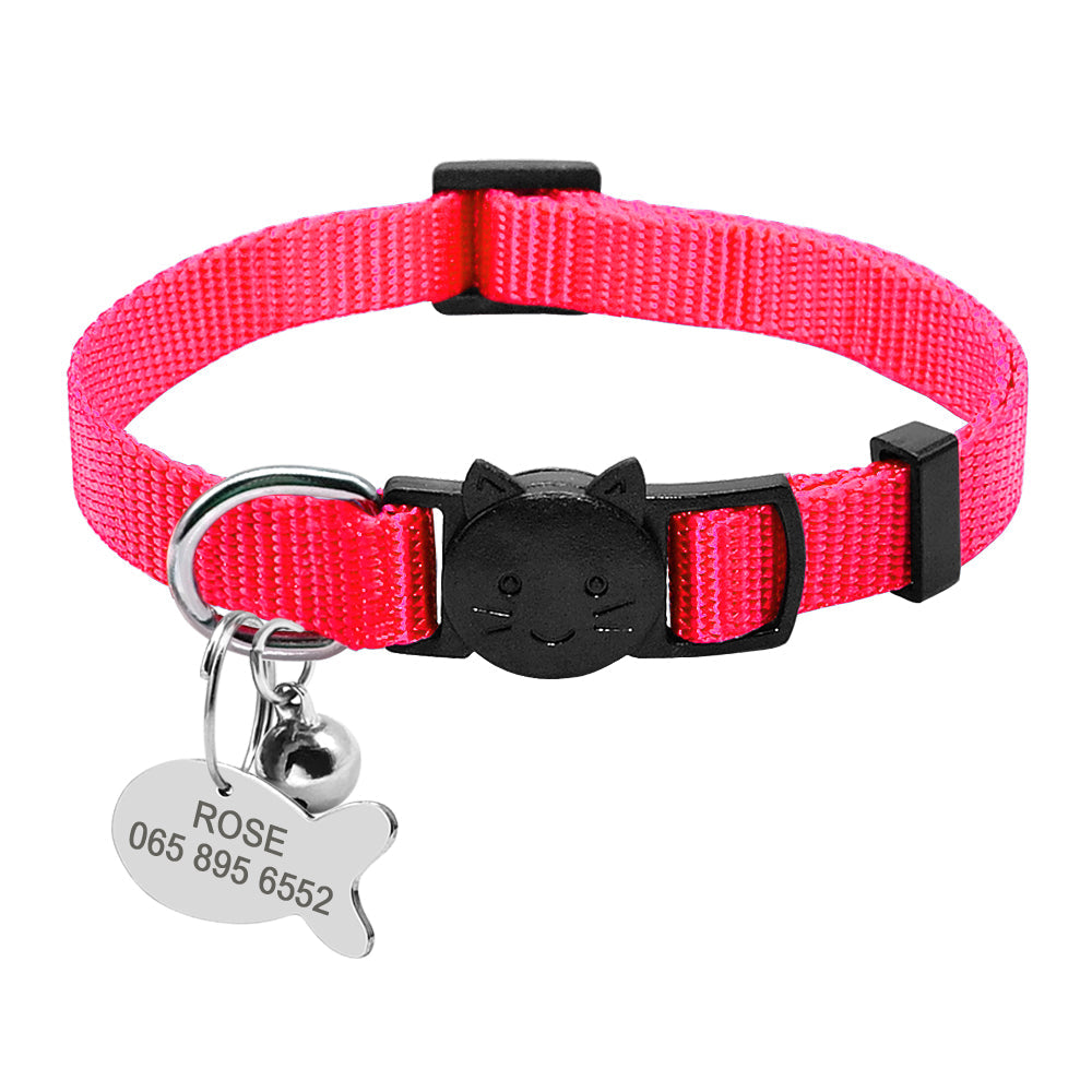 KFX-9875773 Personalized Breakaway Nylon Cat Collar with ID Tag and Bell
