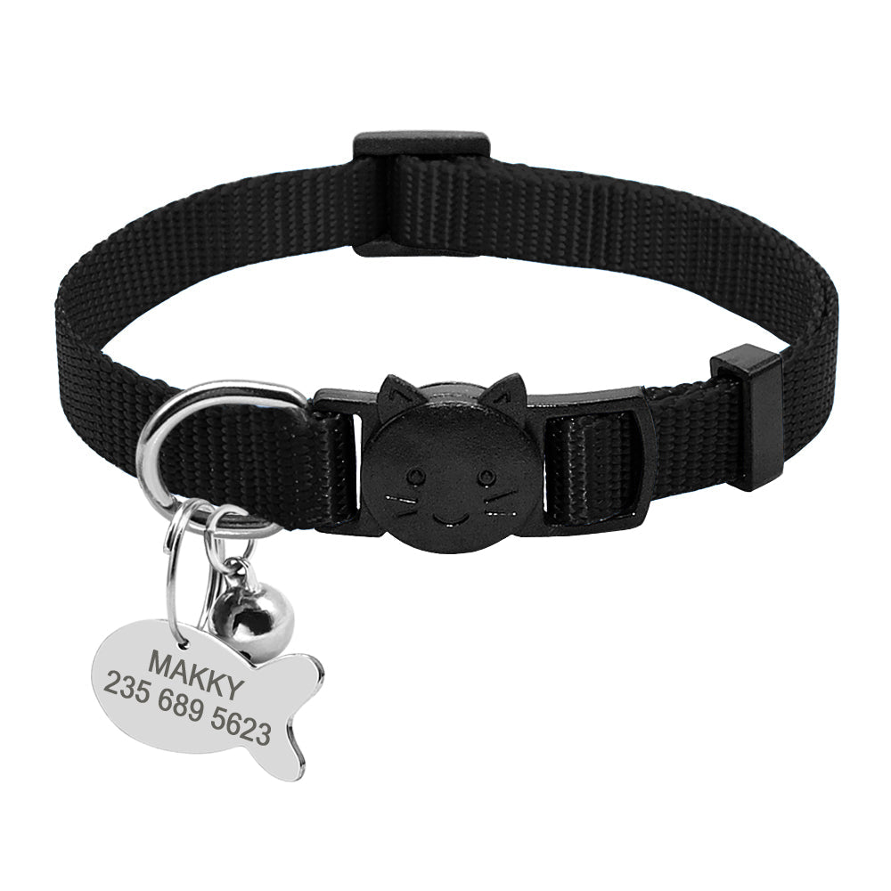 KFX-9875773 Personalized Breakaway Nylon Cat Collar with ID Tag and Bell