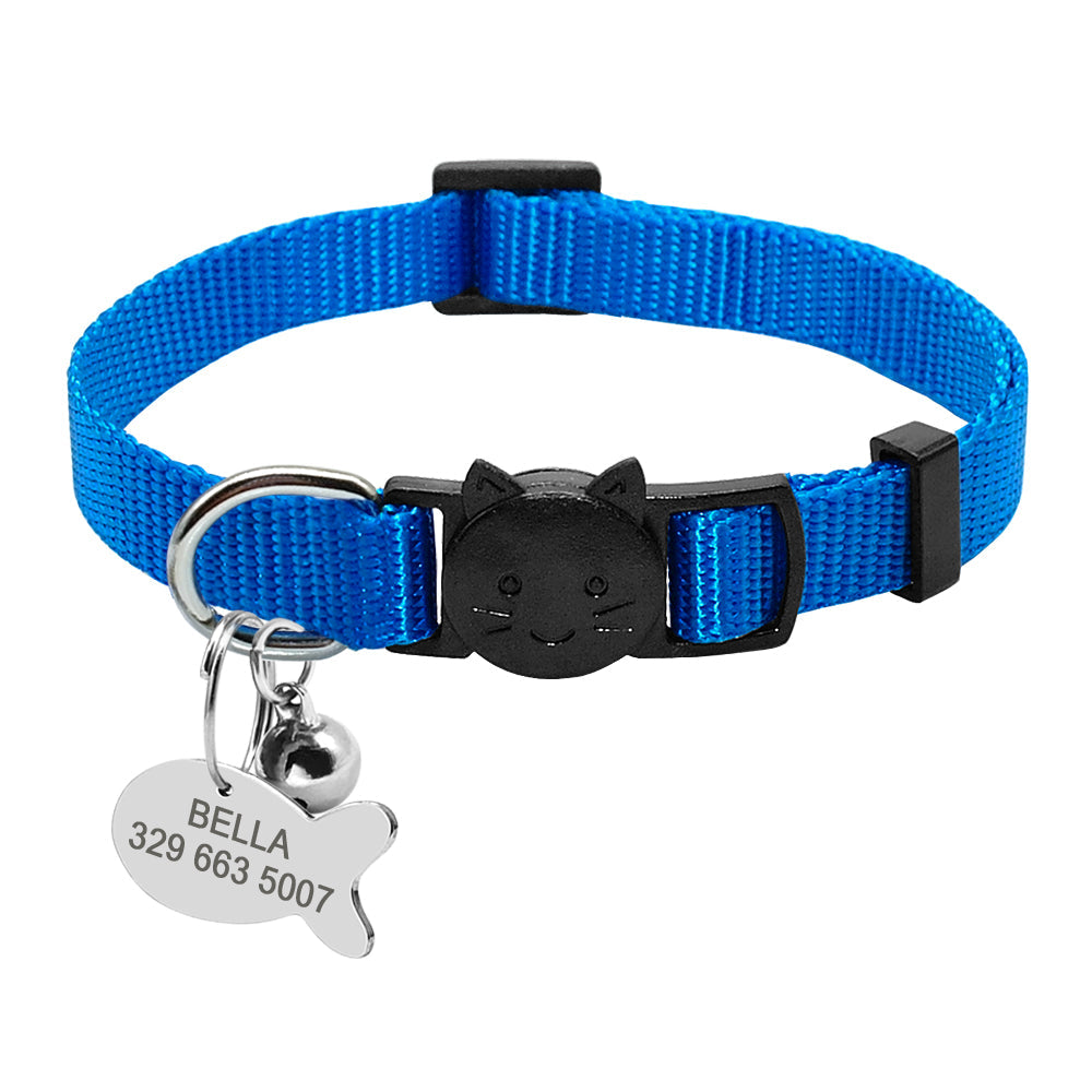 KFX-9875773 Personalized Breakaway Nylon Cat Collar with ID Tag and Bell